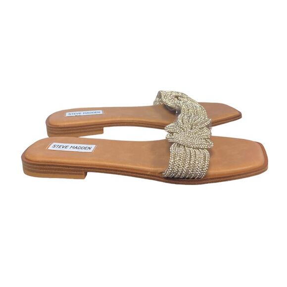 Steve Madden Women's Adore Rhinestone Knot Front Slide Sandal - Silver - Picture 3 of 3